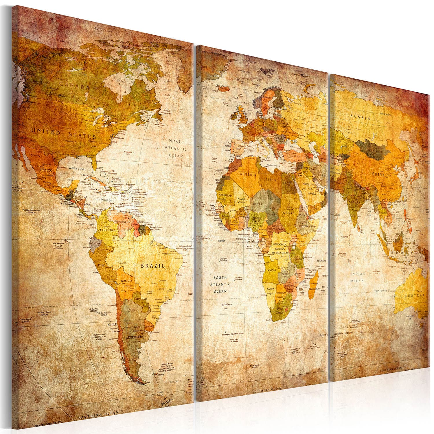 Artgeist Antique Travel - Antik världskarta tryckt på duk, 3-delad - Flera storlekar 60x40