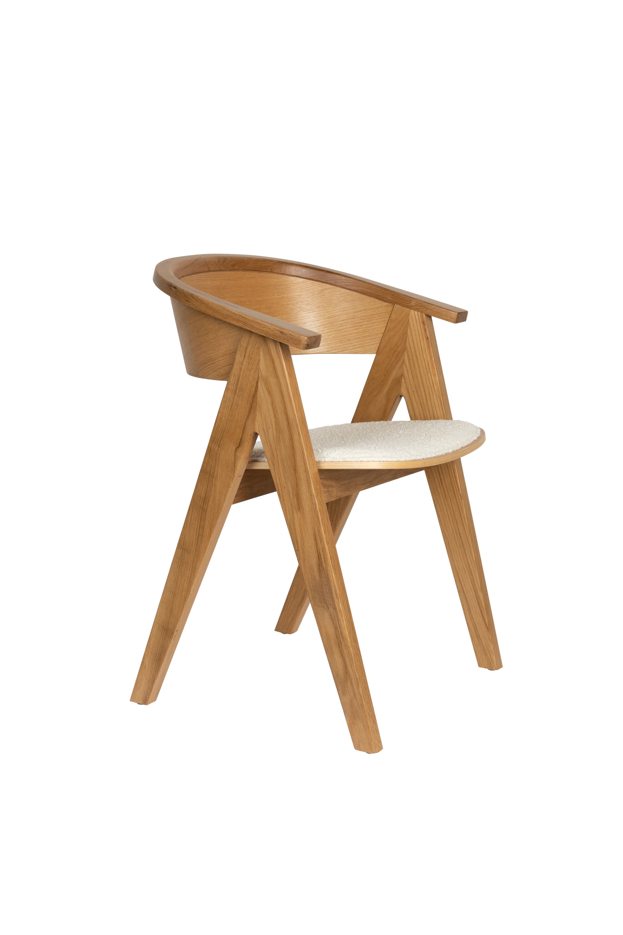 ZUIVER NDSM fåtölj, med armstöd - beige bouclétyg och naturlig ek