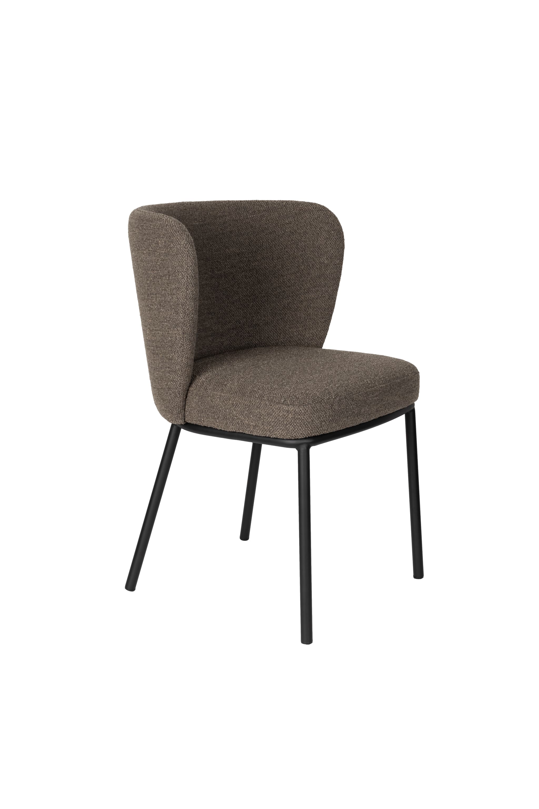 WHITE LABEL LIVING Guus matstol - brun bouclé polyester och svart metall