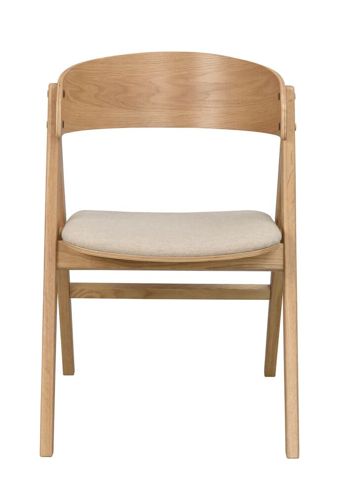 ROWICO Waterton matstol med armstöd - beige tyg och naturlig ek