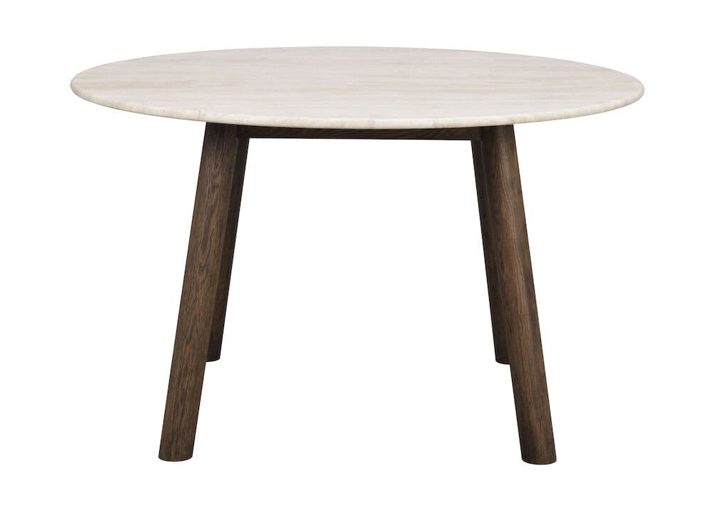 ROWICO Taransay matbord, runt - beige travertin och brun ek (Ø125)