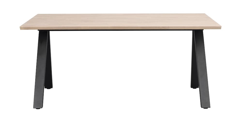 ROWICO Carradale matbord, med utdrag - vitkalkad ek och svart metall (170x100)