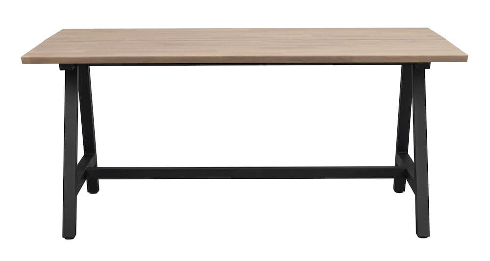 ROWICO Carradale matbord, med utdrag - naturlig ek och svart metall (170x100)