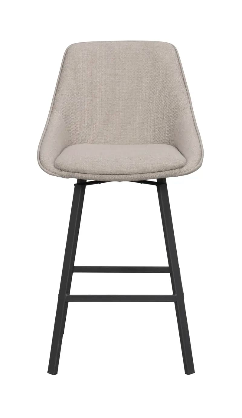 ROWICO Alison barstol, vridbar, w. ryggstöd och fotstöd - beige tyg och svart metall