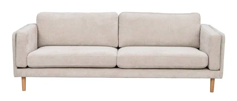 ROWICO Braden 3 pers. soffa - ljust beige tyg och naturlig ek