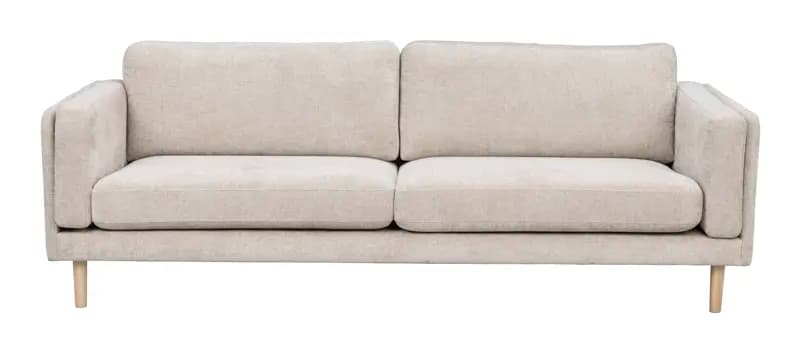 ROWICO Braden 3 pers. soffa - ljust beige tyg och vitpigmenterad ek