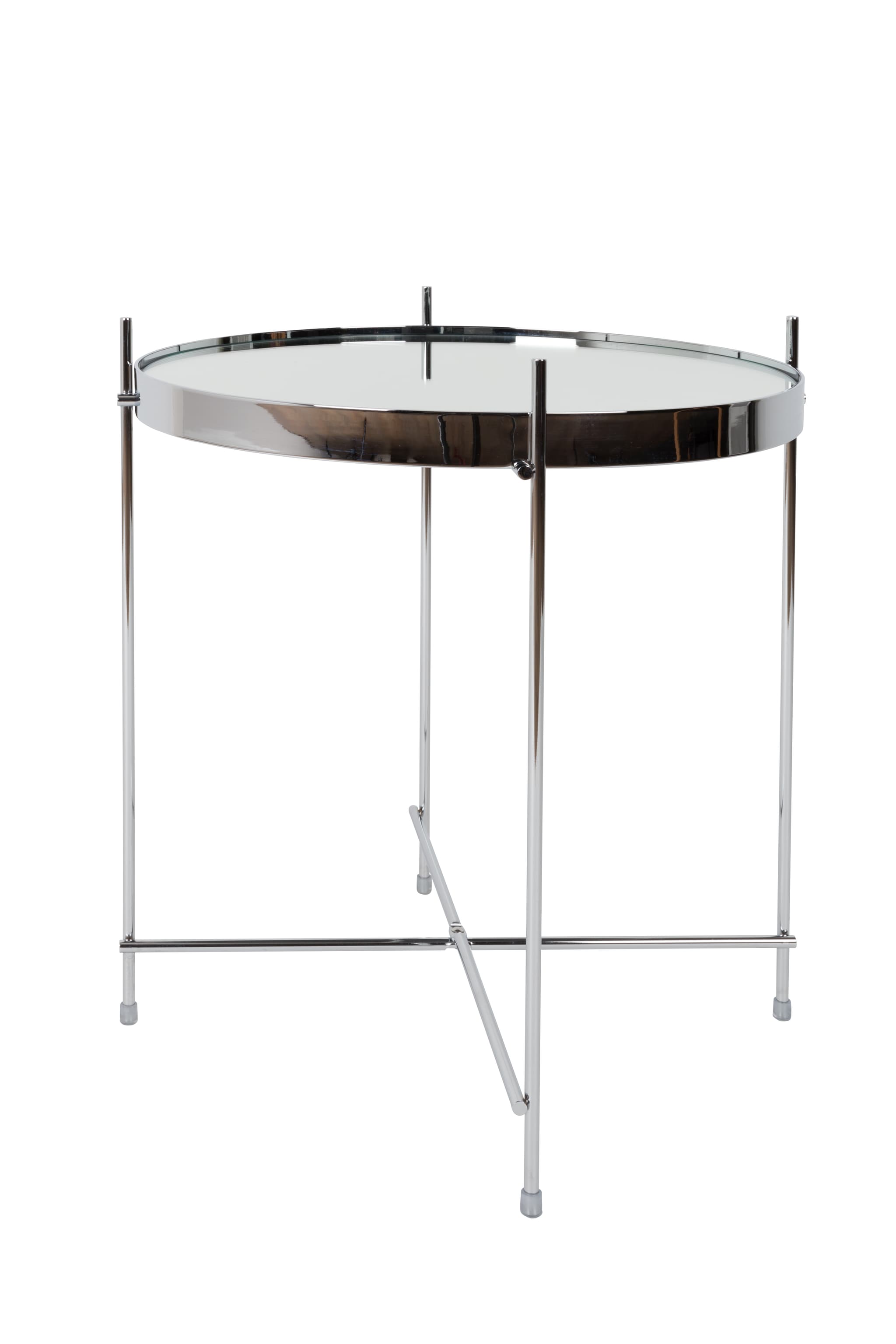 ZUIVER Cupid sidobord S, runt - silverglas och silvermetall (Ø43)