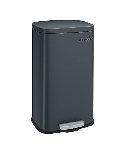 SONGMICS Papperskorg, 30 L pedal med invändig plastbehållare, lock, mjukstängande, luktkontroll, rökgrå LTB03GS