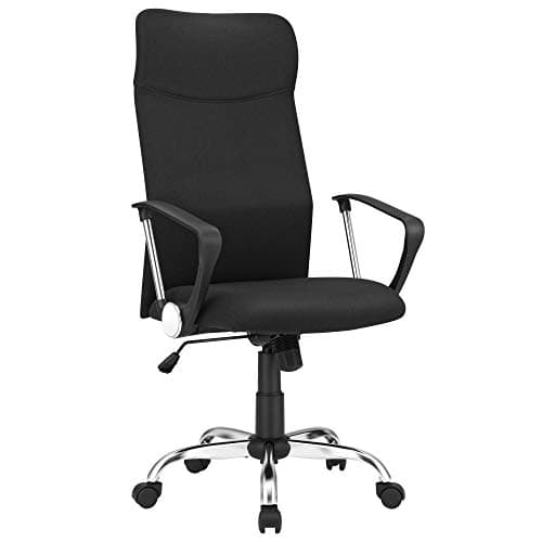 SONGMICS OBN034B01 Kontorsstol Ergonomisk snurrstol Stoppad sits med tygklädsel Justerbar och lutningsbar upp till 120 kg Belastningskapacitet Svart