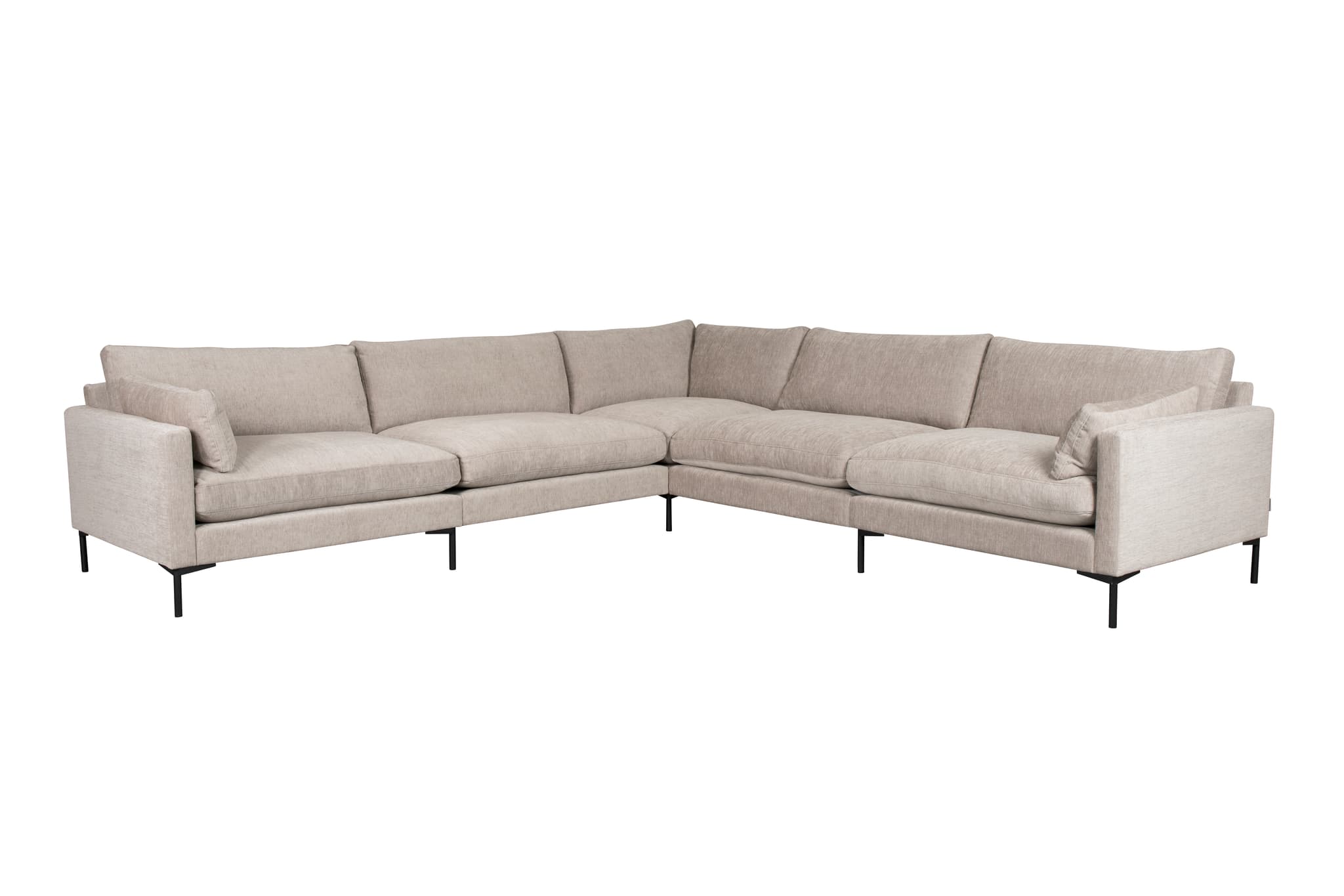 ZUIVER Sommar 7-sits hörnsoffa - ribbad polyester och stål