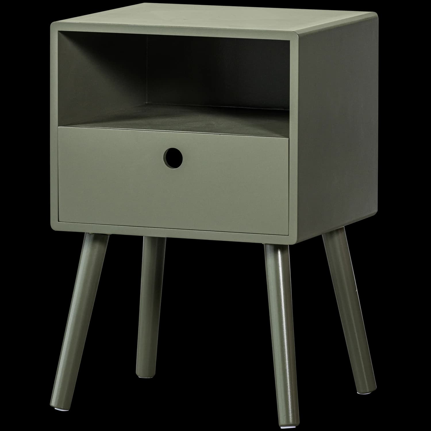 WOOOD Ozzy sängbord, w. 1 fack och 1 låda - varmgrön MDF (36x30)