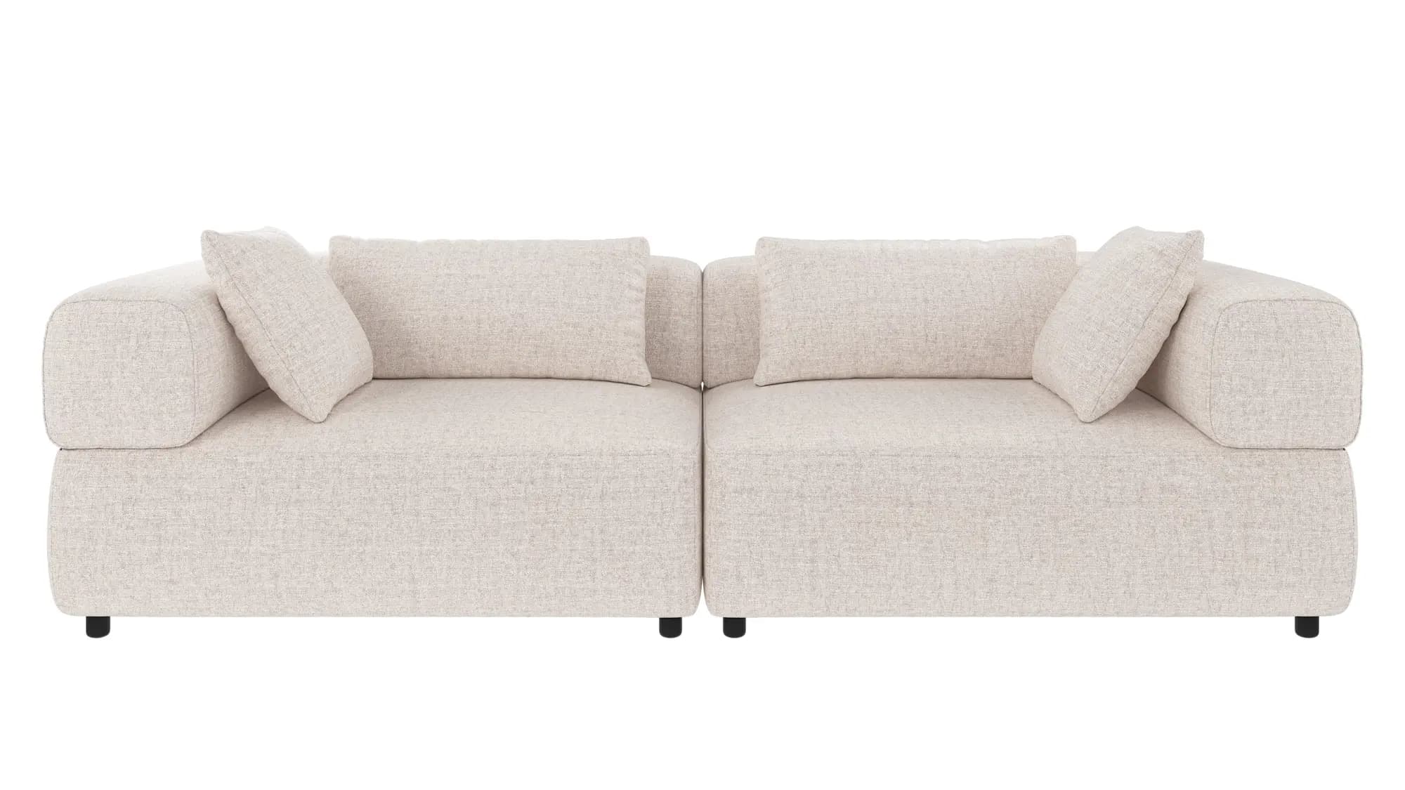 ROWICO Falkner soffa 3-sits ljusbeige tyg Oscar #1 (c3)
