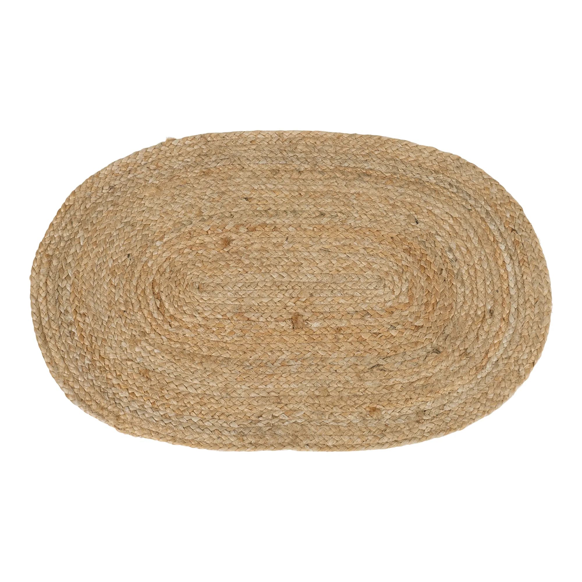 Dörrmatta i flätad jute, natur, oval, 50x80 cm
