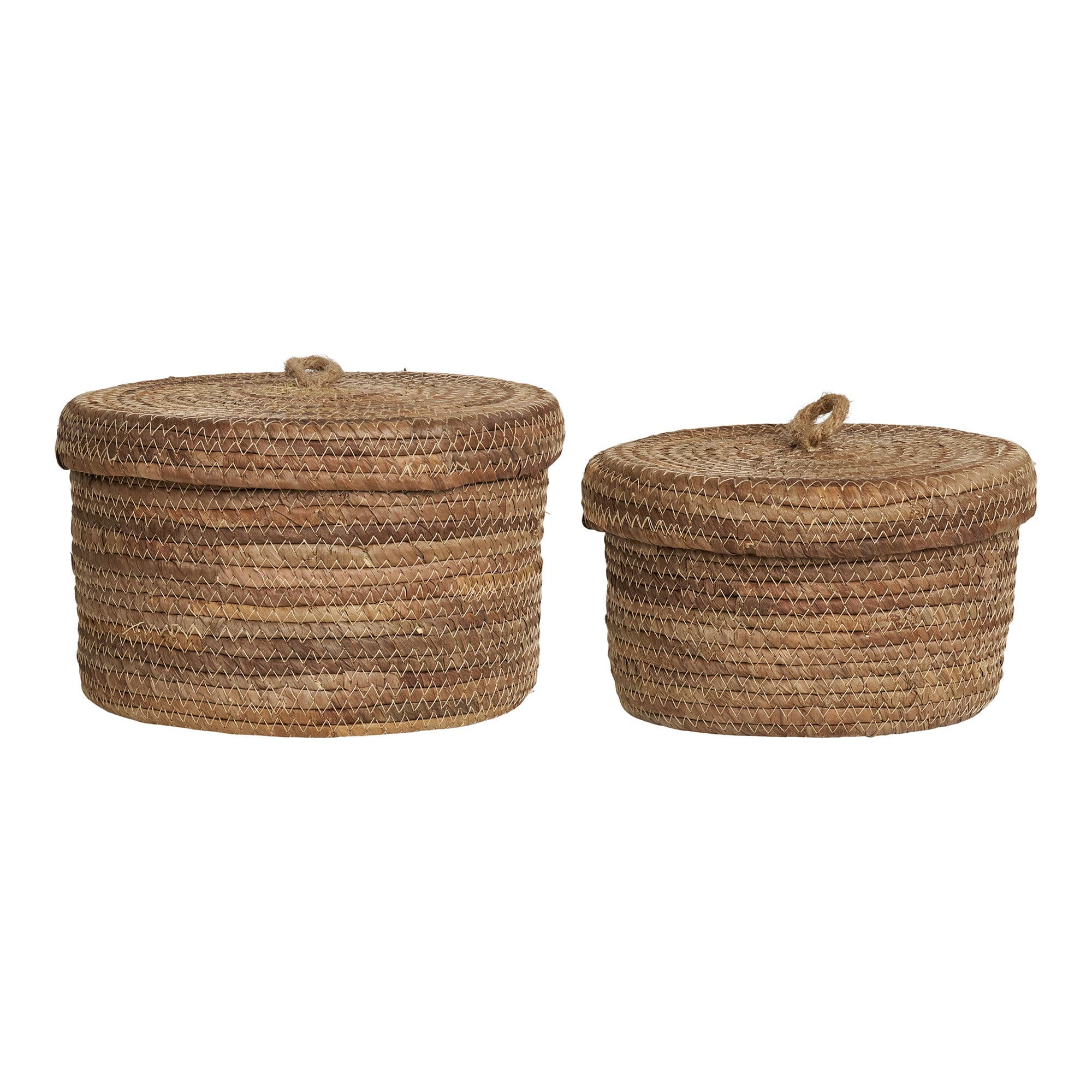 HOUSE NORDIC Desio korg, med lock, rund - naturlig bananrotning (set om 2)