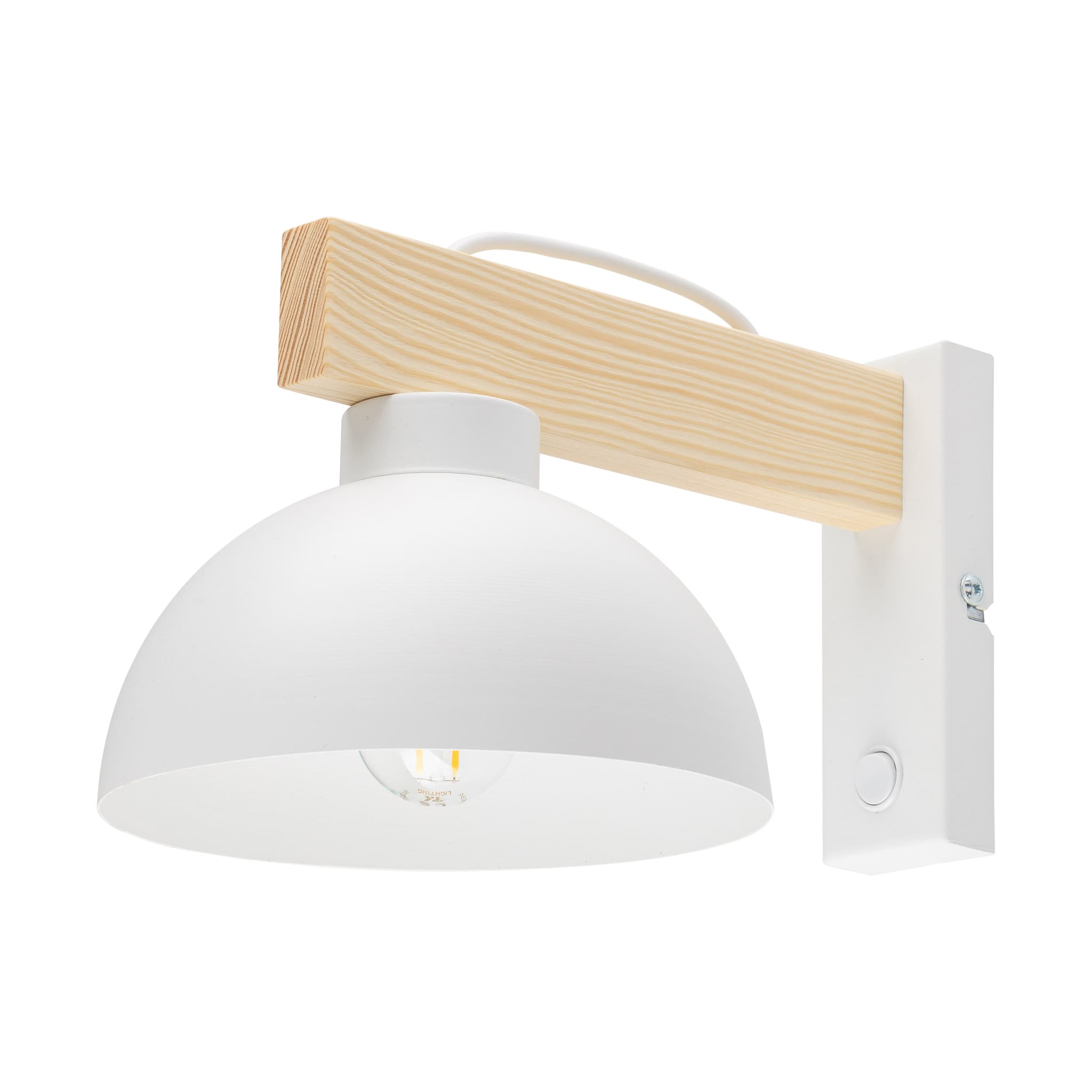 TK Oslo vägglampa - vit metall och trä