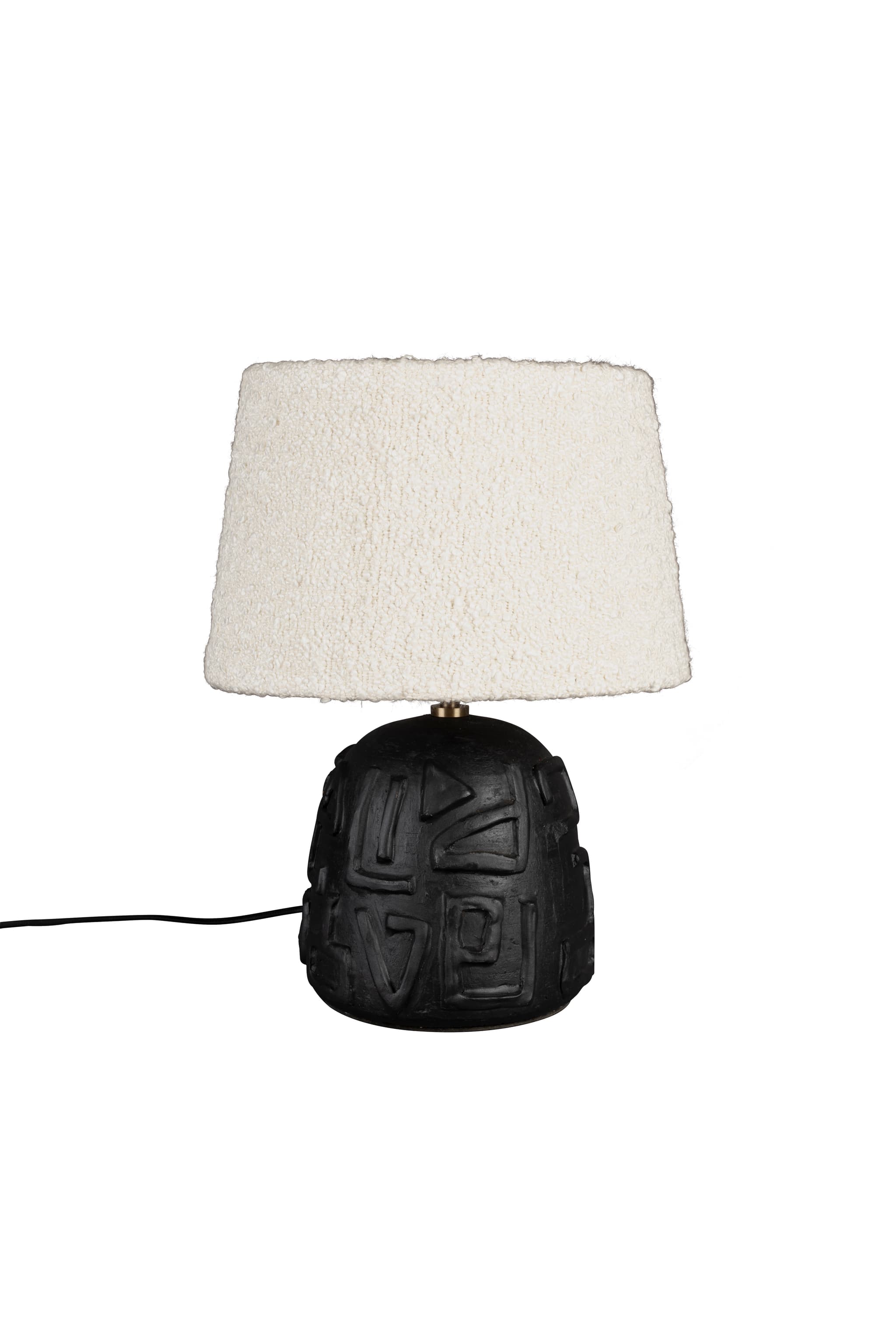 DUTCHBONE Renzo bordslampa - vitt bouclétyg och svart terrakotta