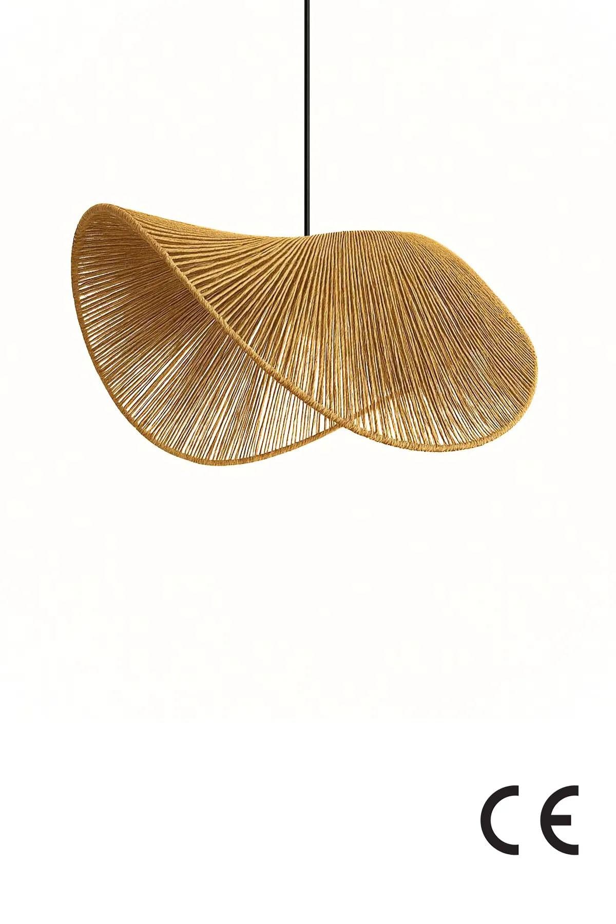 NORDVÄRK BK075 taklampa, justerbar höjd - gul raffia