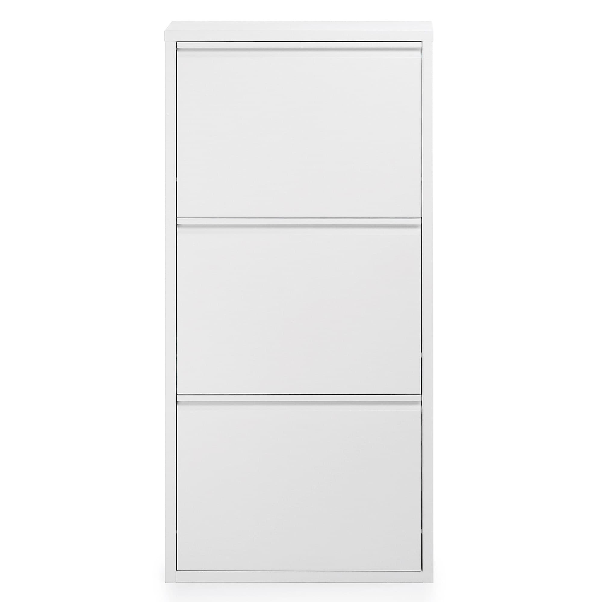 KAVE HOME Ode skoskåp, m. 3 dörrar - vitt stål (50x103)