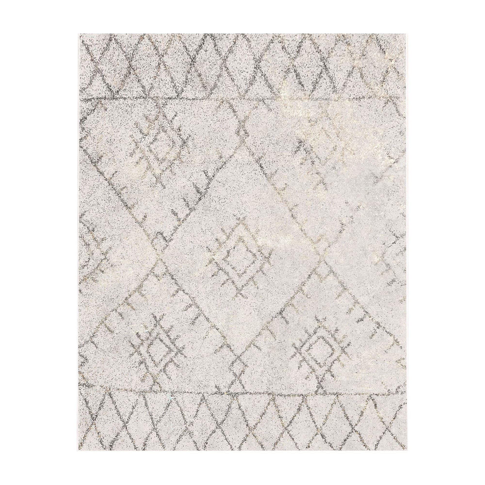 TEPPI WOOBTNY0230 mönstrad matta, rektangulär - kräm/flerfärgad bomull/chenille (160x230)