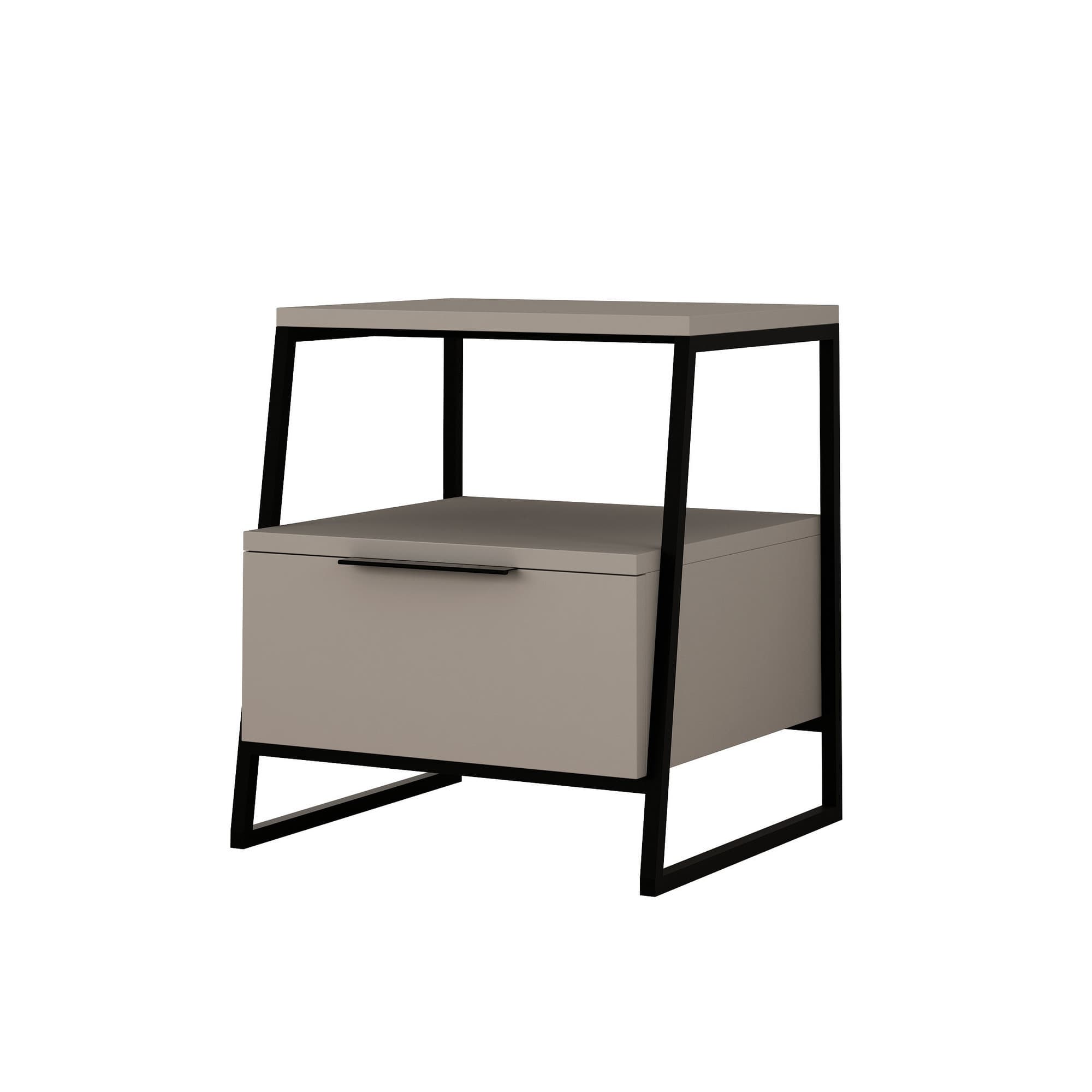 FUNZI LIVING Pal sängbord, m. 1 fack och 1 dörr - lätt mockamelamin (45x40)