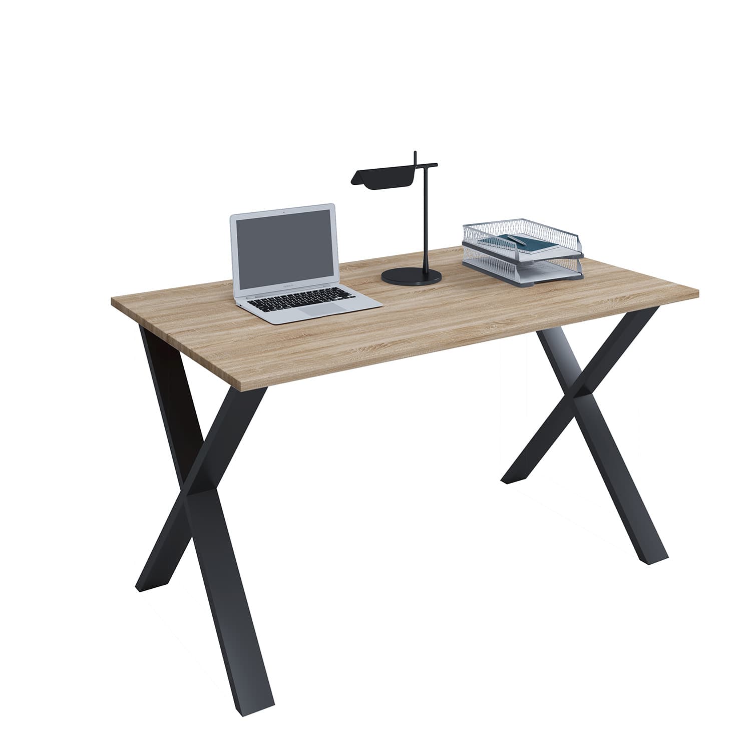 VCM NORDIC Lona X-feet skrivbord - natur trä och svart metall (140x50)