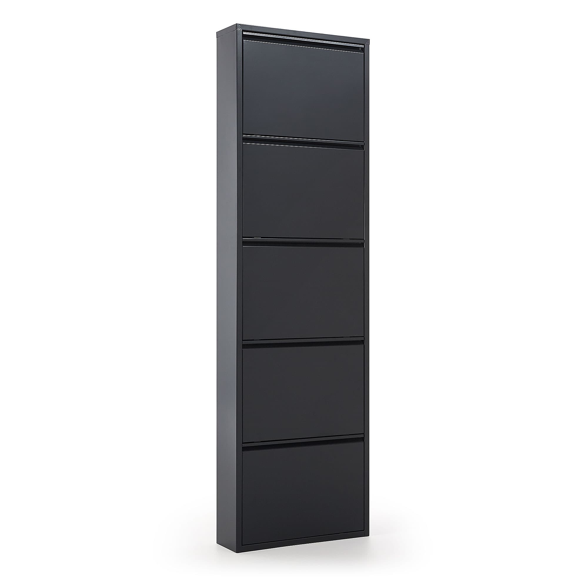 KAVE HOME Ode skoskåp, m. 5 dörrar - svart stål (50x168,5)
