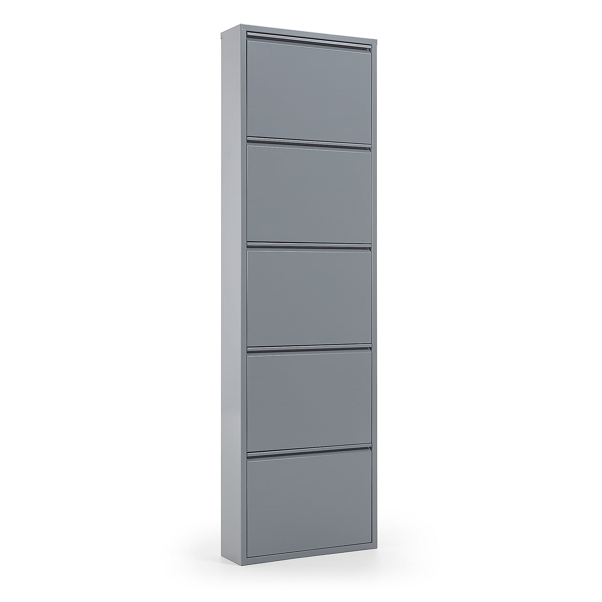 KAVE HOME Ode skoskåp, m. 5 dörrar - grått stål (50x168,5)