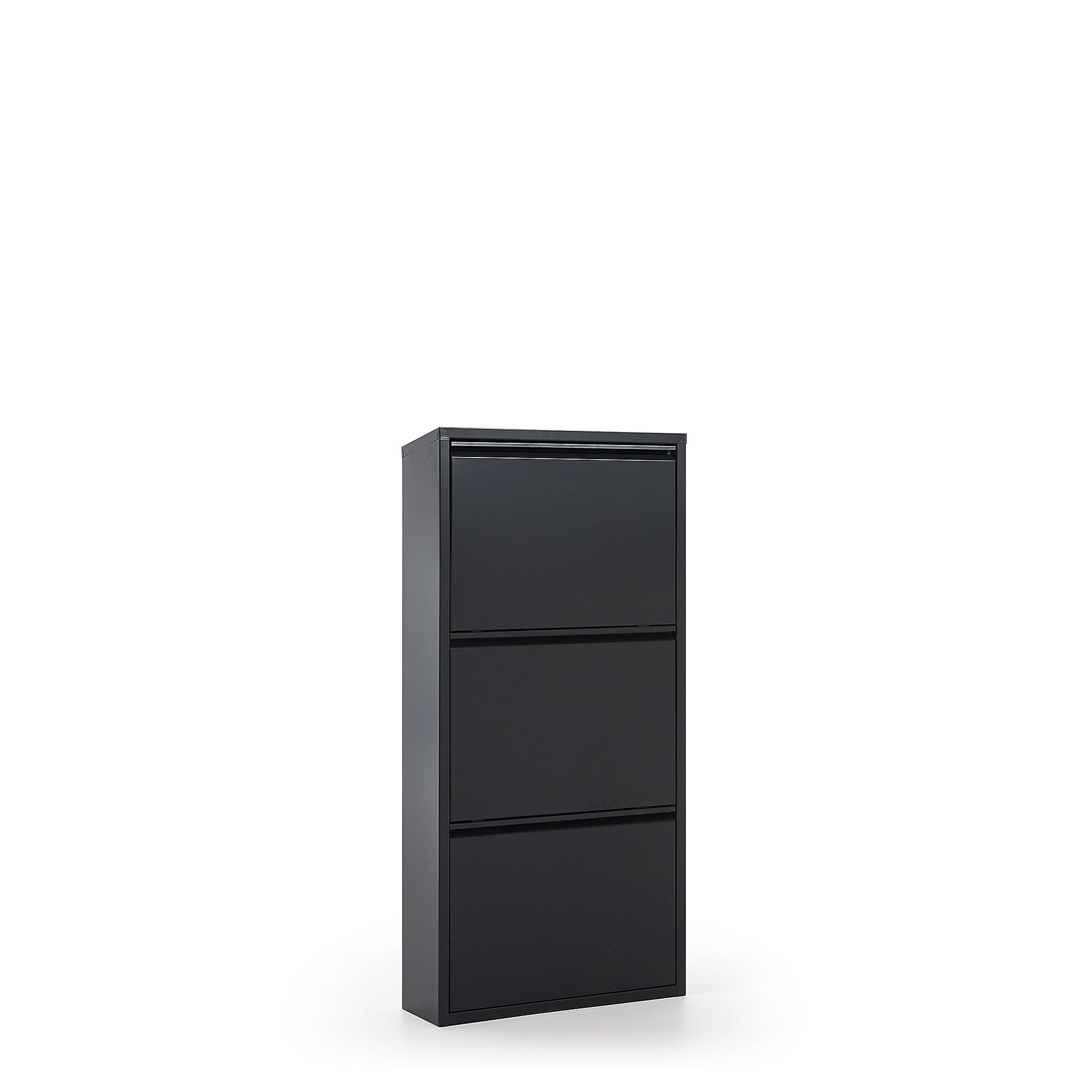 KAVE HOME Ode skoskåp, m. 3 dörrar - svart stål (50x103)