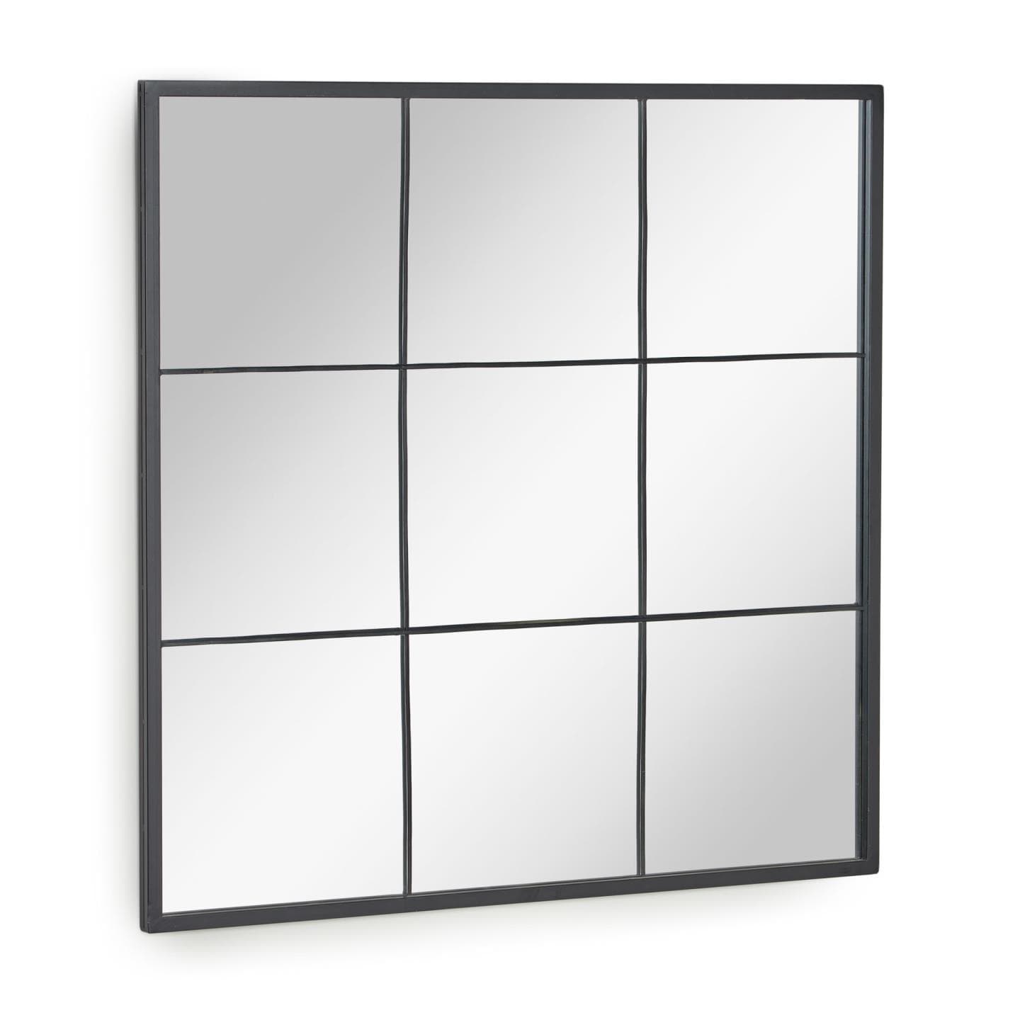 KAVE HOME Ulrica väggspegel, fyrkantig - spegelglas och svart stål (80x80)