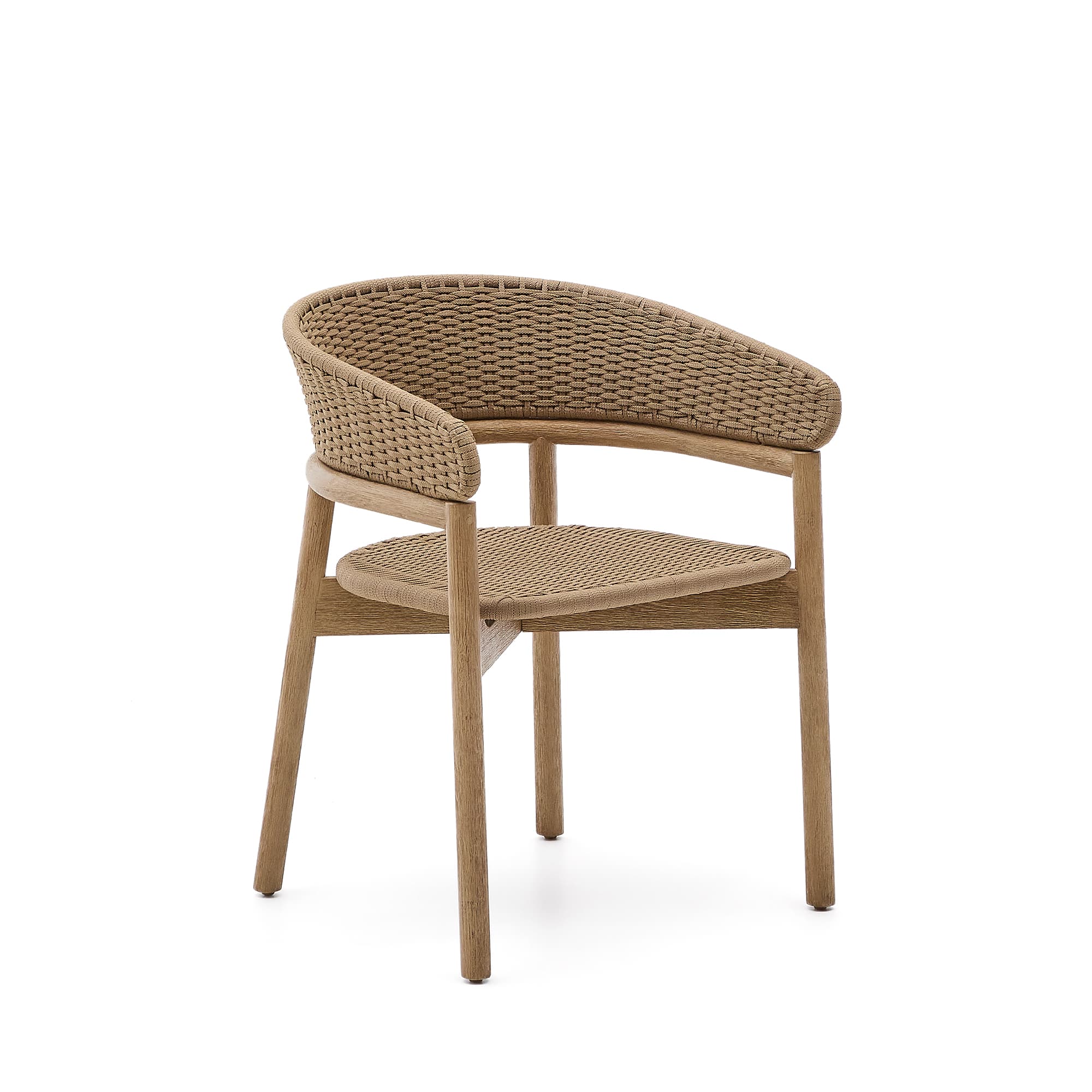 KAVE HOME Arinella stol i FSC 100% massivt akaciaträ med naturlig finish och beige repsnöre