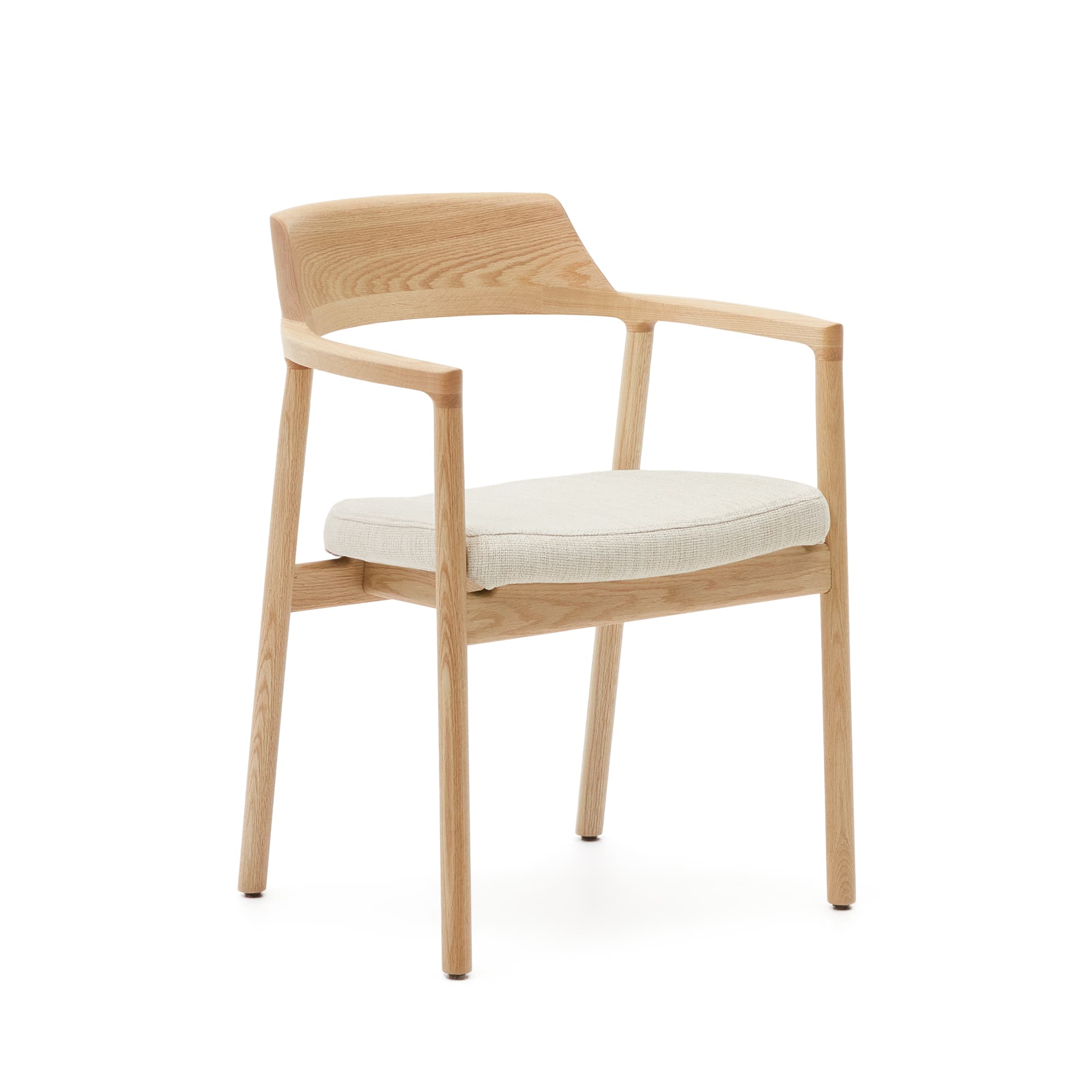 KAVE HOME Avtagbart överdrag till Alocs stol i beige chenille massiv ek naturfinish FSC Mix Credit