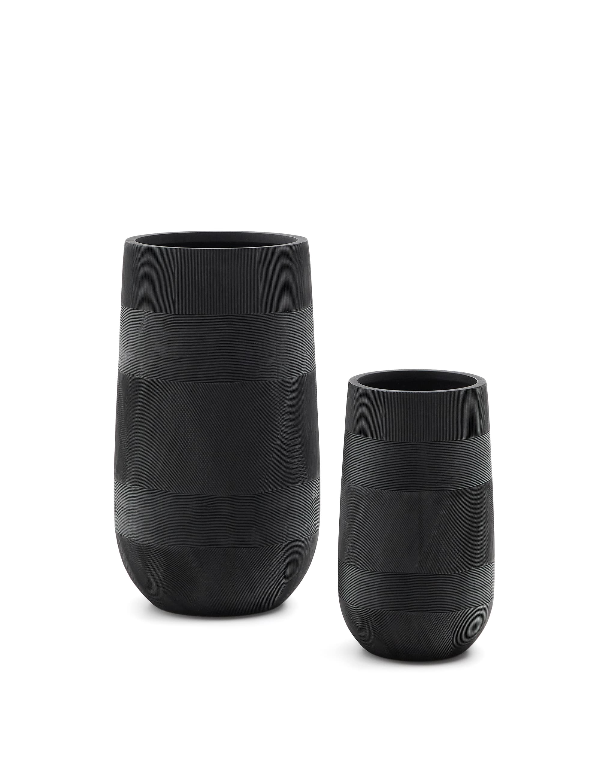 KAVE HOME Set med 2 Tival svarta krukor med cementeffekt Ø45 cm
