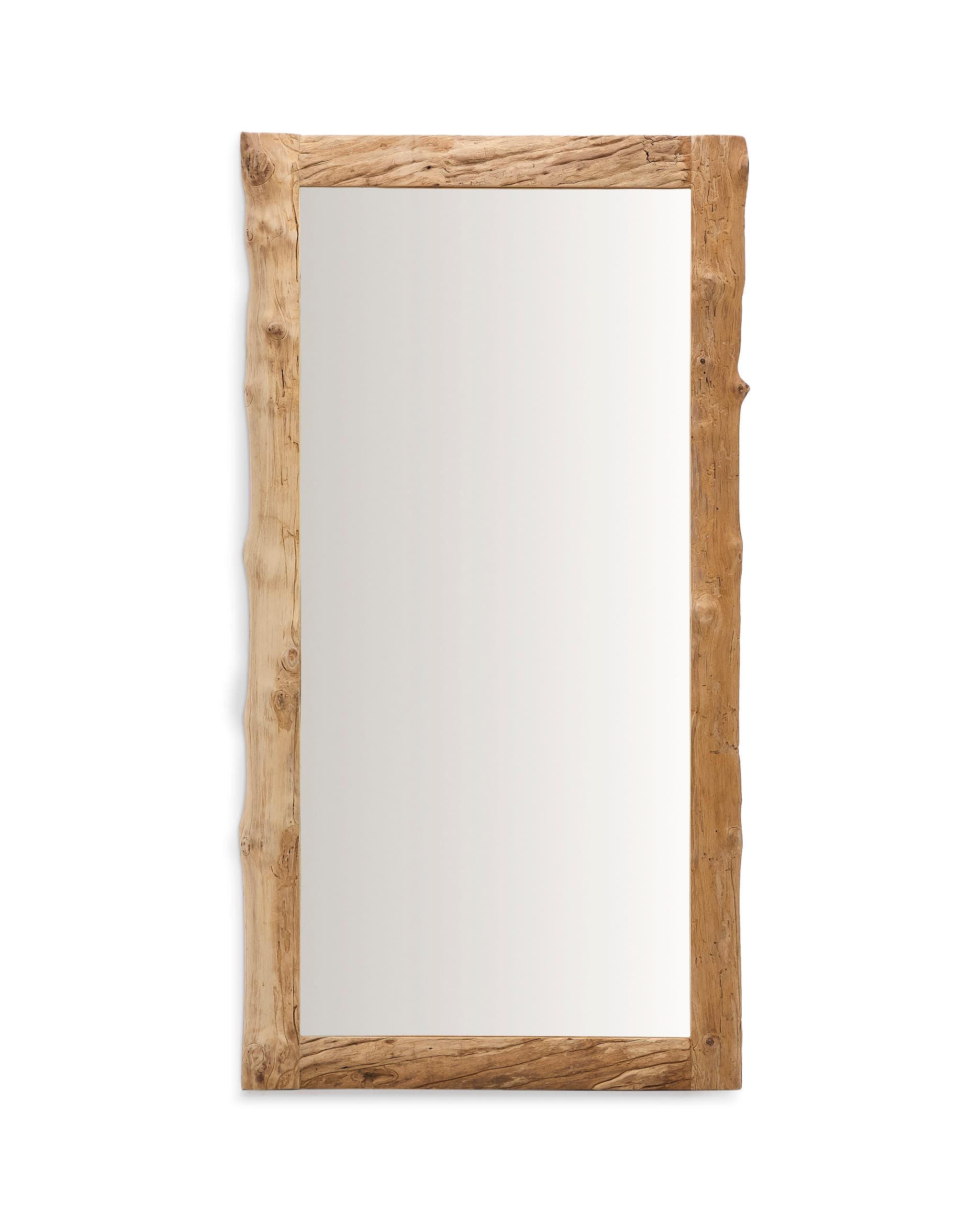 KAVE HOME Ibro väggspegel, rektangulär - spegelglas och brunt trä (105x200)
