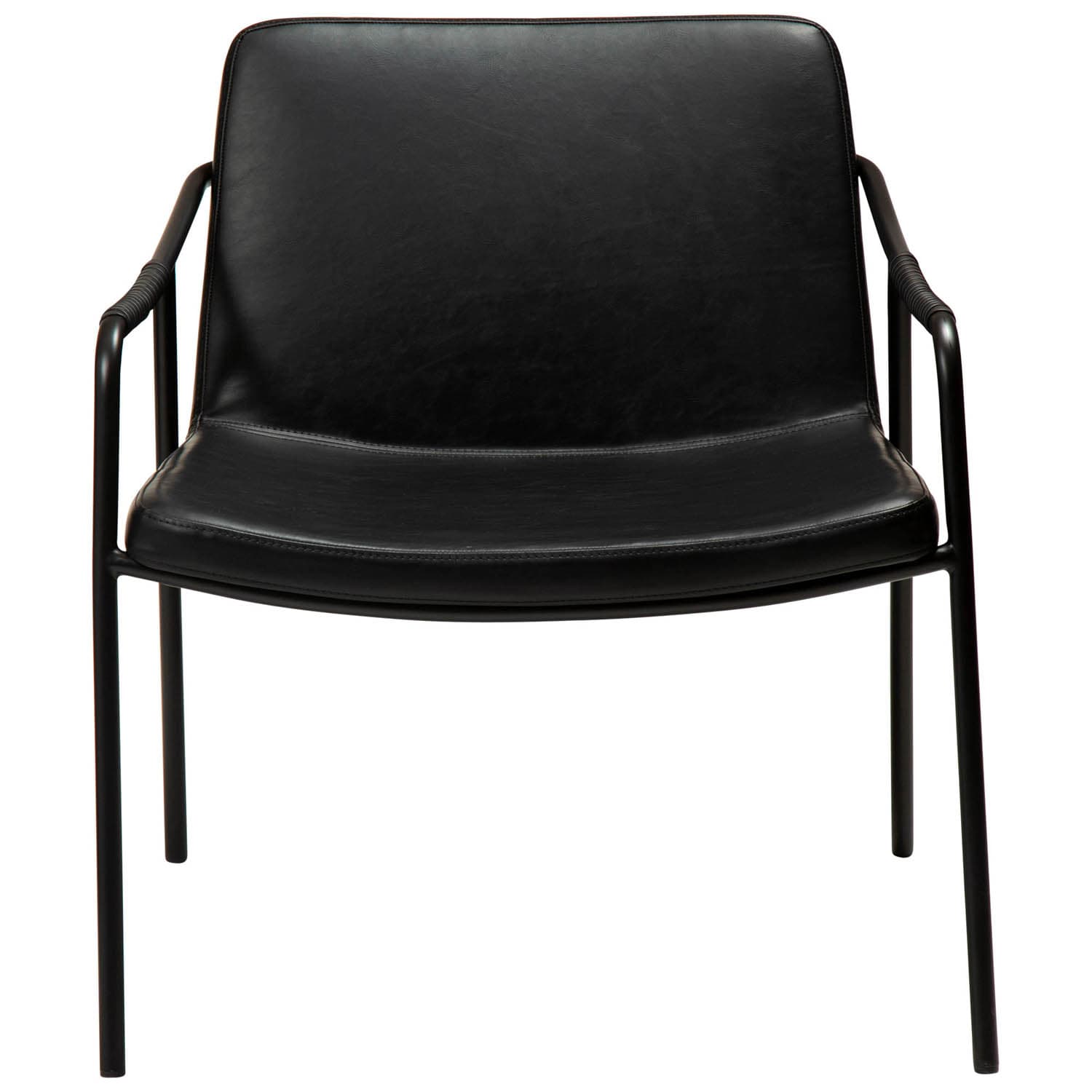 DAN-FORM Boto fåtölj, med armstöd - vintage svart konstläder och svart stål