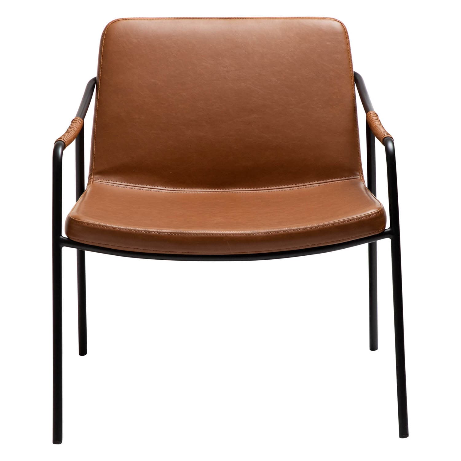 DAN-FORM Boto fåtölj, med armstöd - vintage ljusbrunt konstläder och svart stål