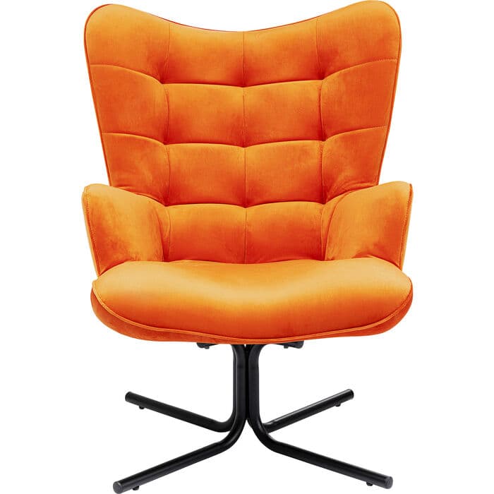 KARE DESIGN Oscar Velvet Orange snurrstol, med armstöd - orange sammetspolyester och stål