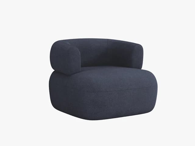MICADONI Jenny fåtölj, m armstöd, 1 sits - blå bouclé och svart plast
