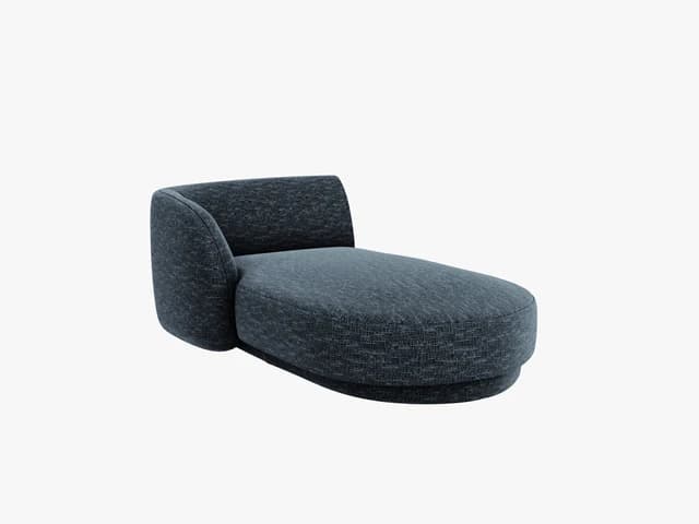 MICADONI Miley schäslong, vänster - blå chenille och svart plast (150x95x70)