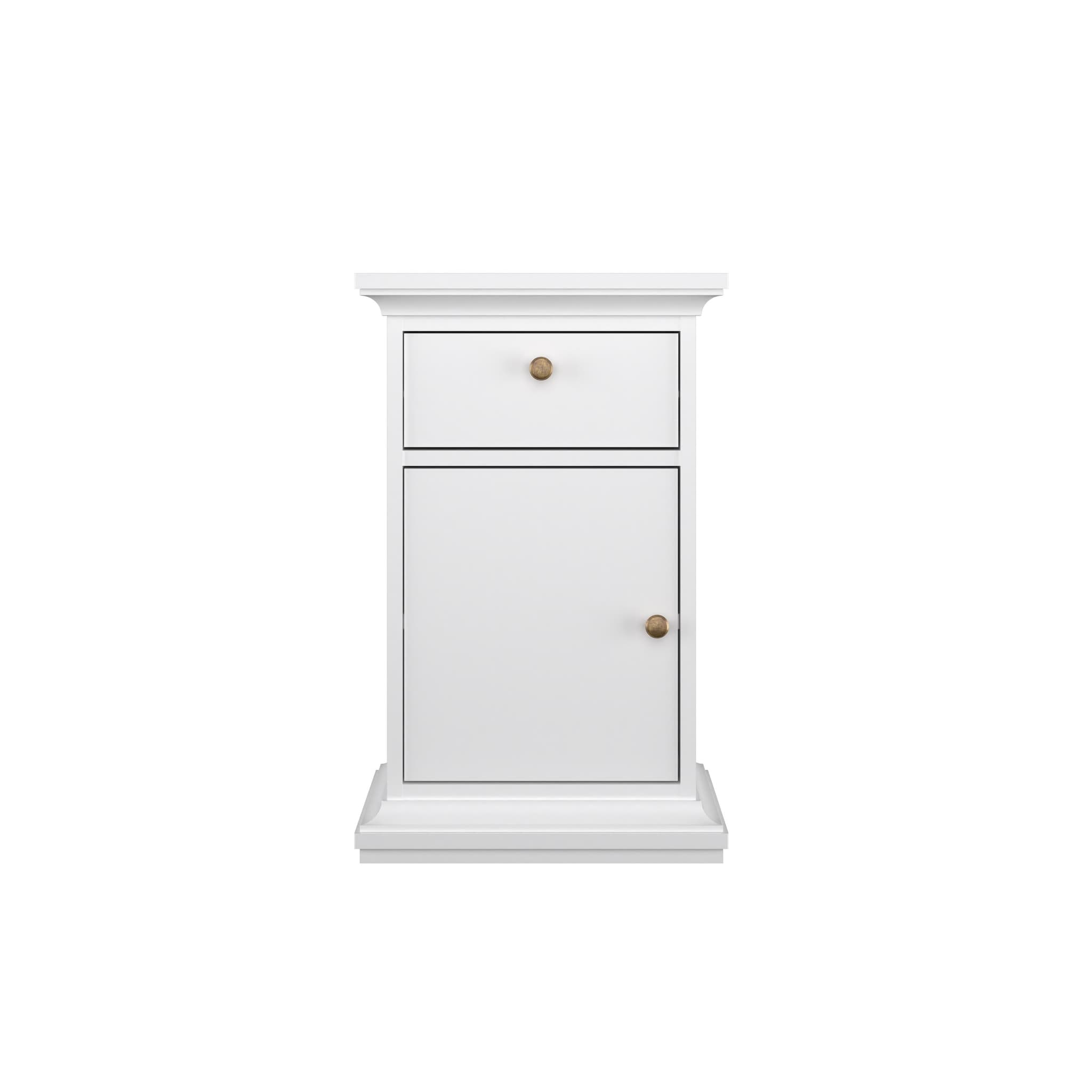 TWILUM Paris sängbord, w. 1 dörr och 1 låda - vit folie/spånskiva (43,6x40)