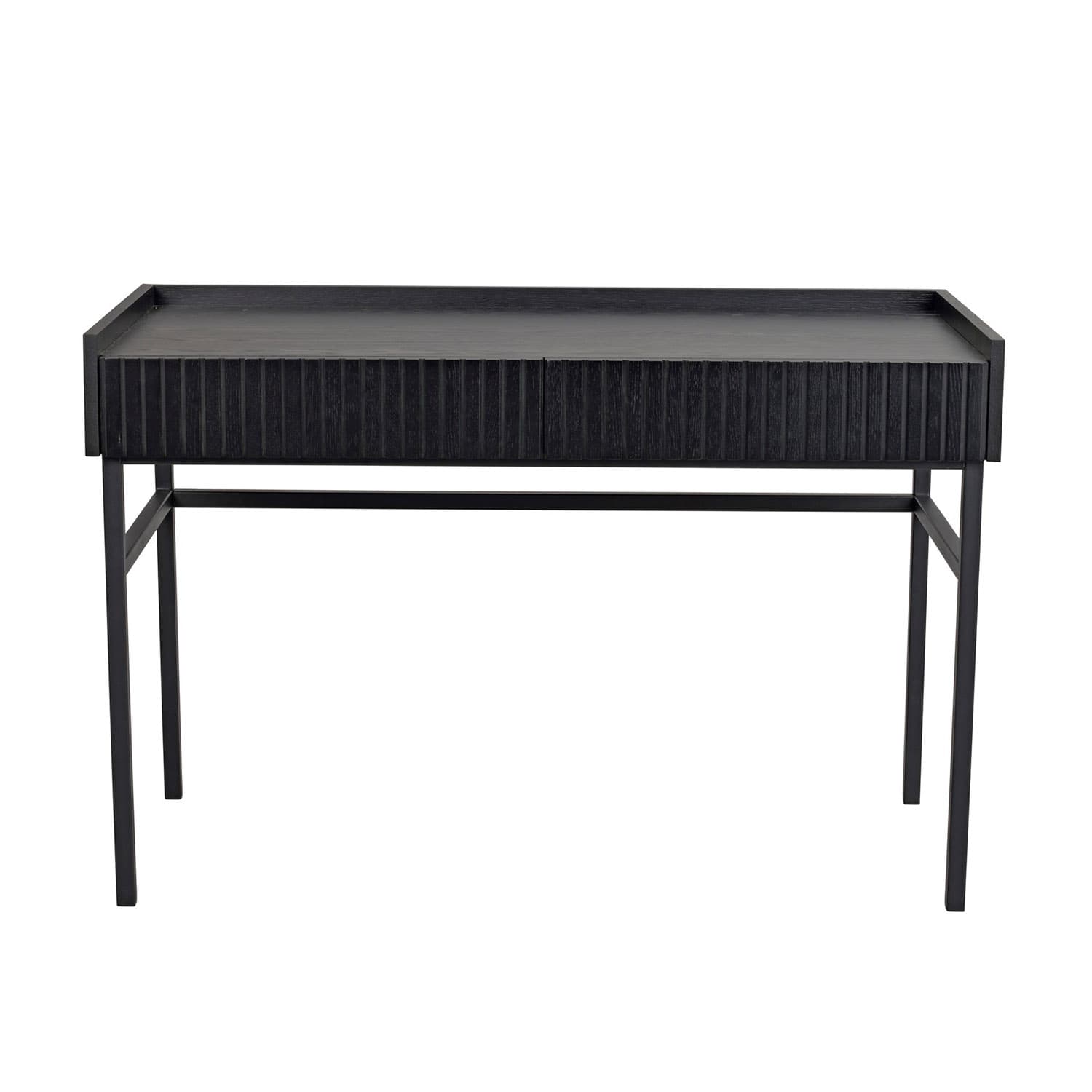 ROWICO Halifax Skrivbord, med 2 Lådor - Svart Ekfanér, Ek och Metall (120 x 61 cm)