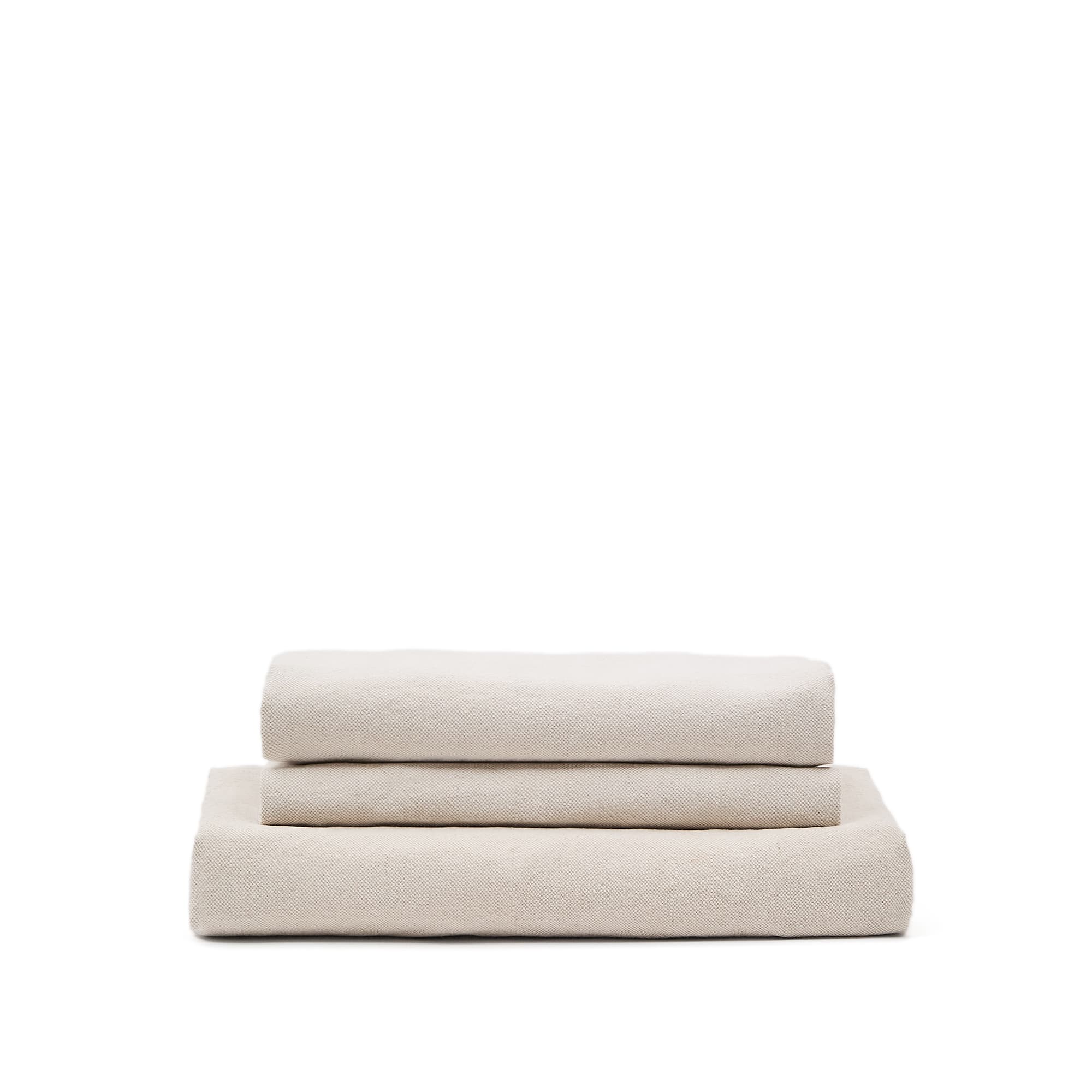 KAVE HOME Zenira 3-sits sofföverdrag med beige bomulls- och linnedynor, 230 cm
