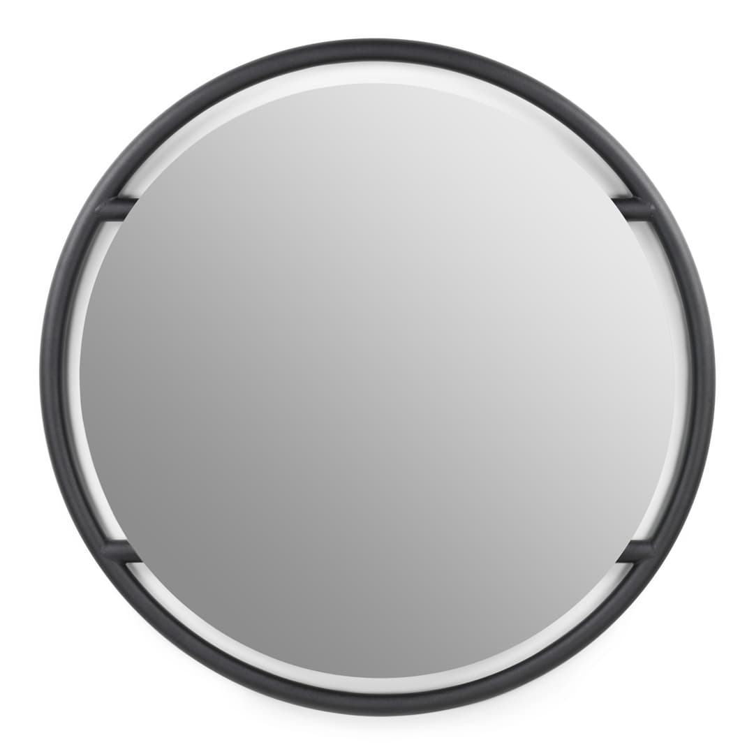SPINDER DESIGN Sfera L väggspegel, rund - spegelglas och svart stål (Ø119)