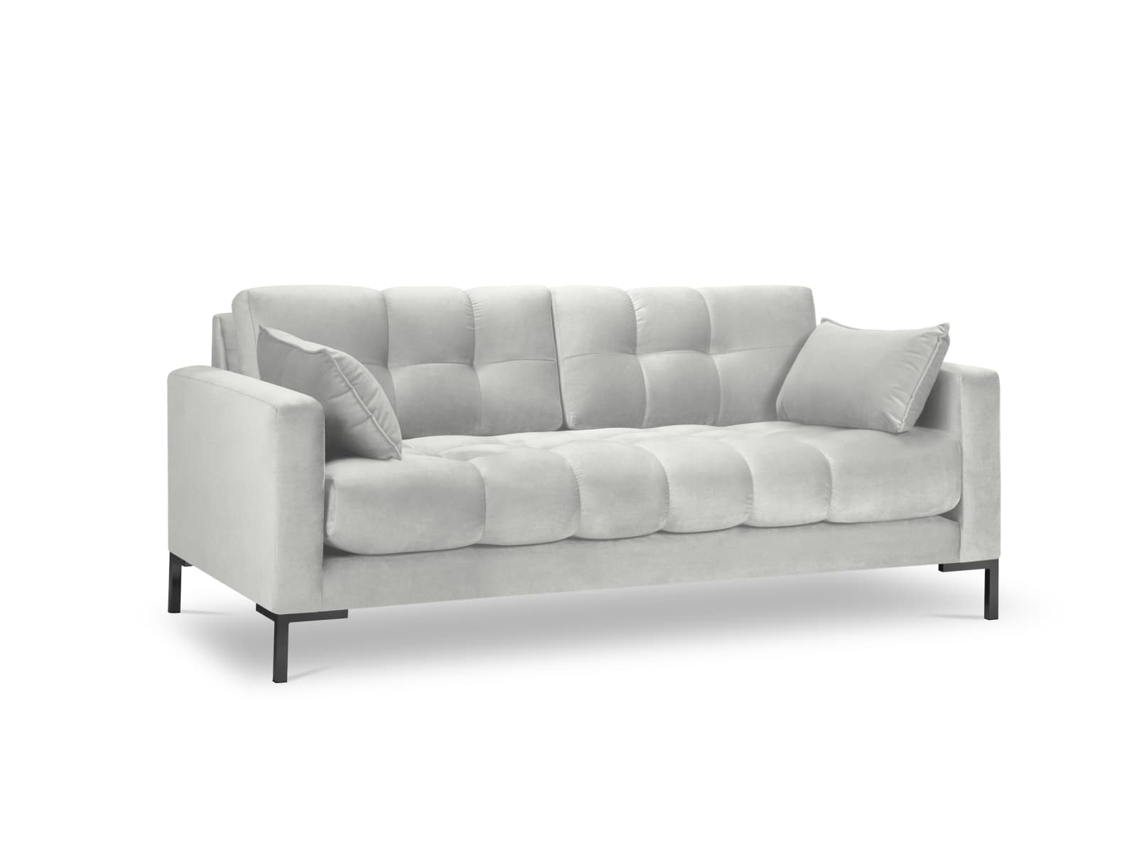 MICADONI Mamaia soffa, 3 sittplatser - silver sammet och svart metall