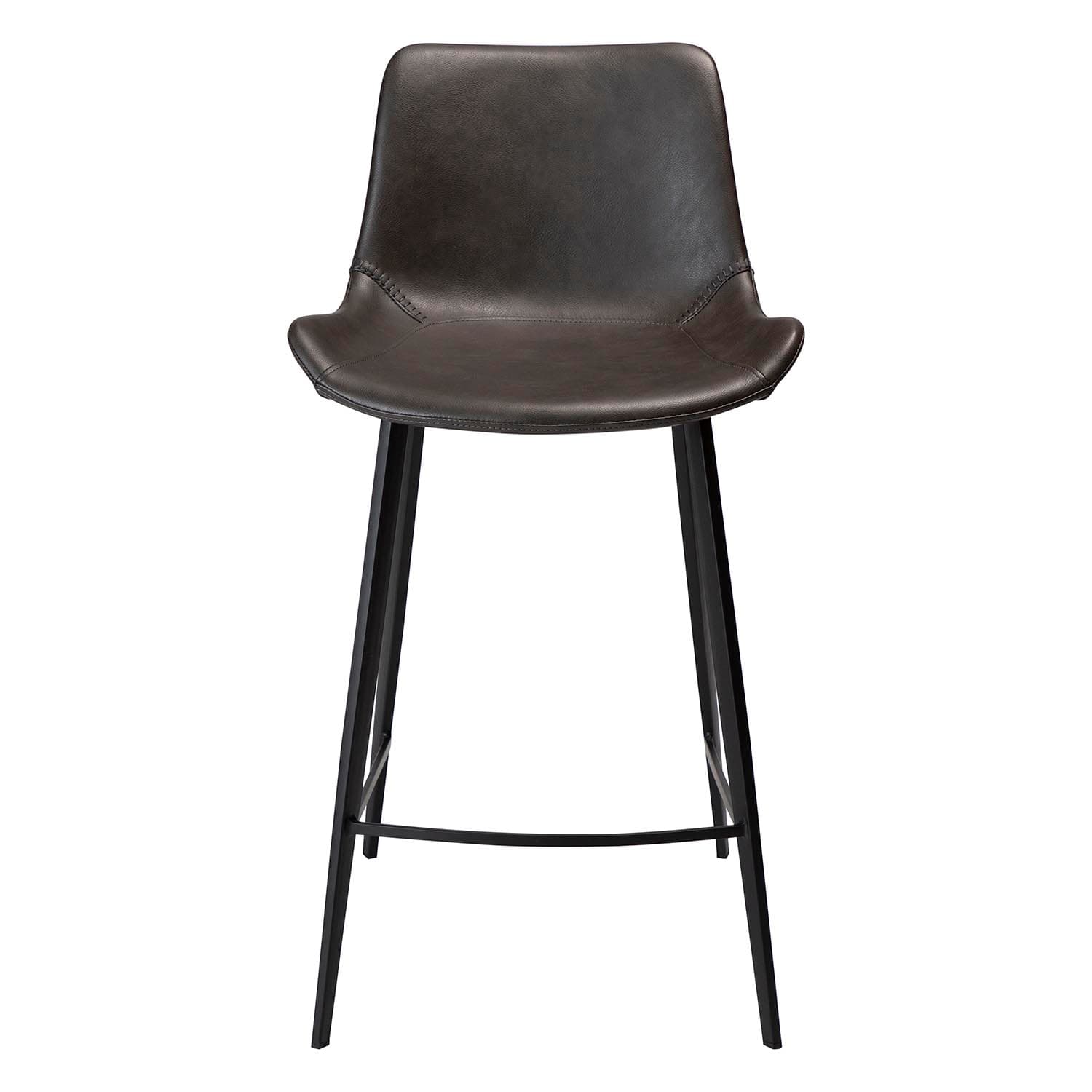 DAN-FORM Hype Barstol, med Ryggstöd och Fotstöd - Vintage Grå Konstläder och Svart Stål