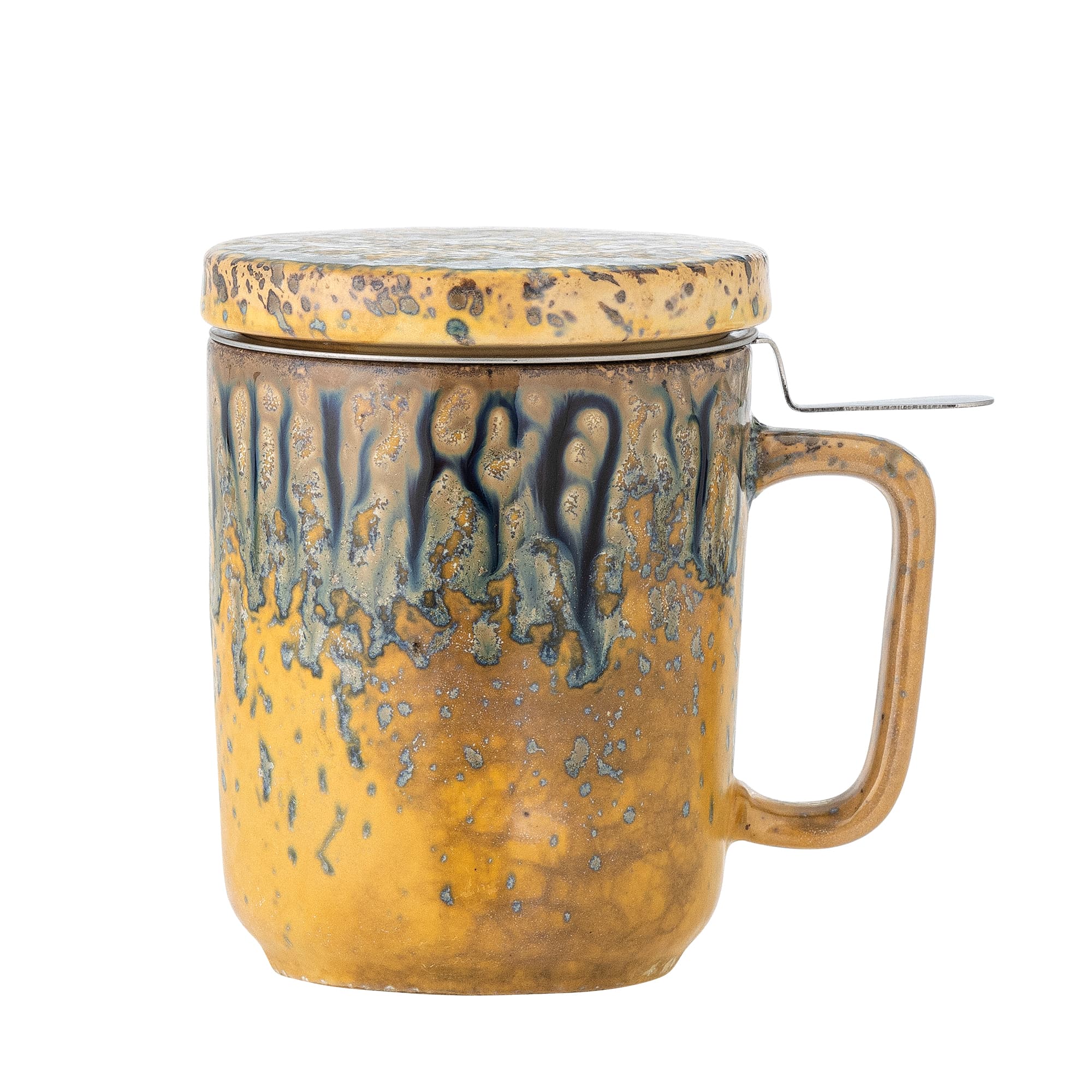 CREATIVE COLLECTION Yuma mugg med lock och tekopp, Gul, Stengods