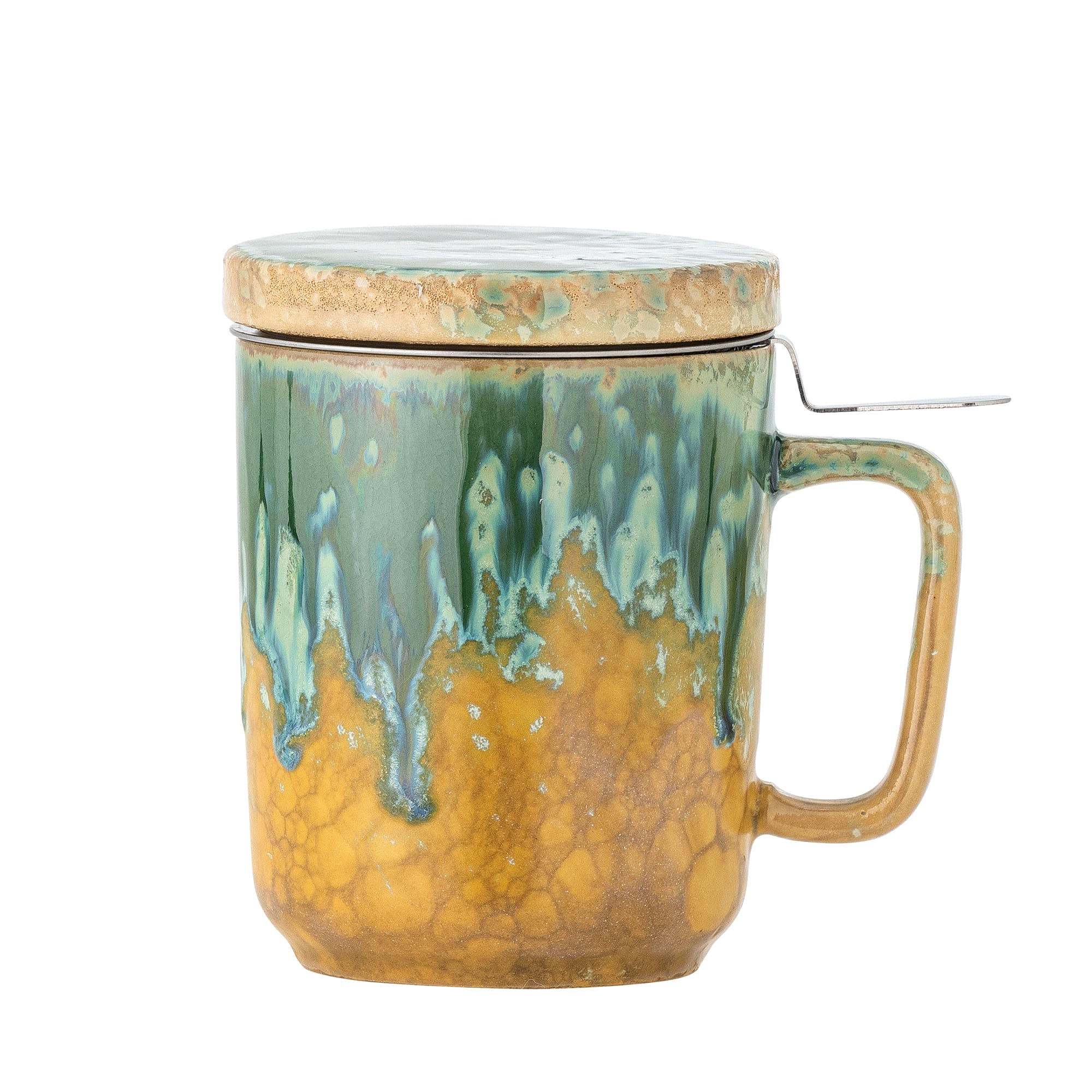 CREATIVE COLLECTION Yuma mugg med lock och tekopp, Grön, Stengods