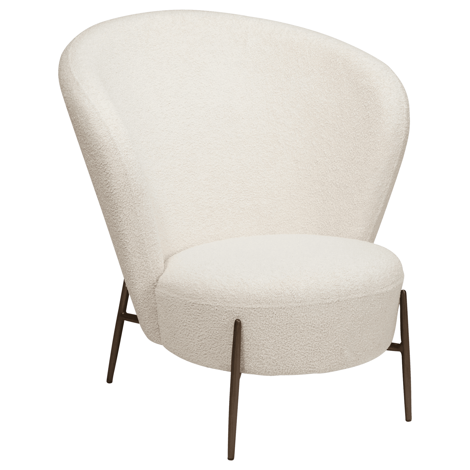 DAN-FORM ORBIT Lounge Chair Dove RPES bouclétyg m. antika mässingsben