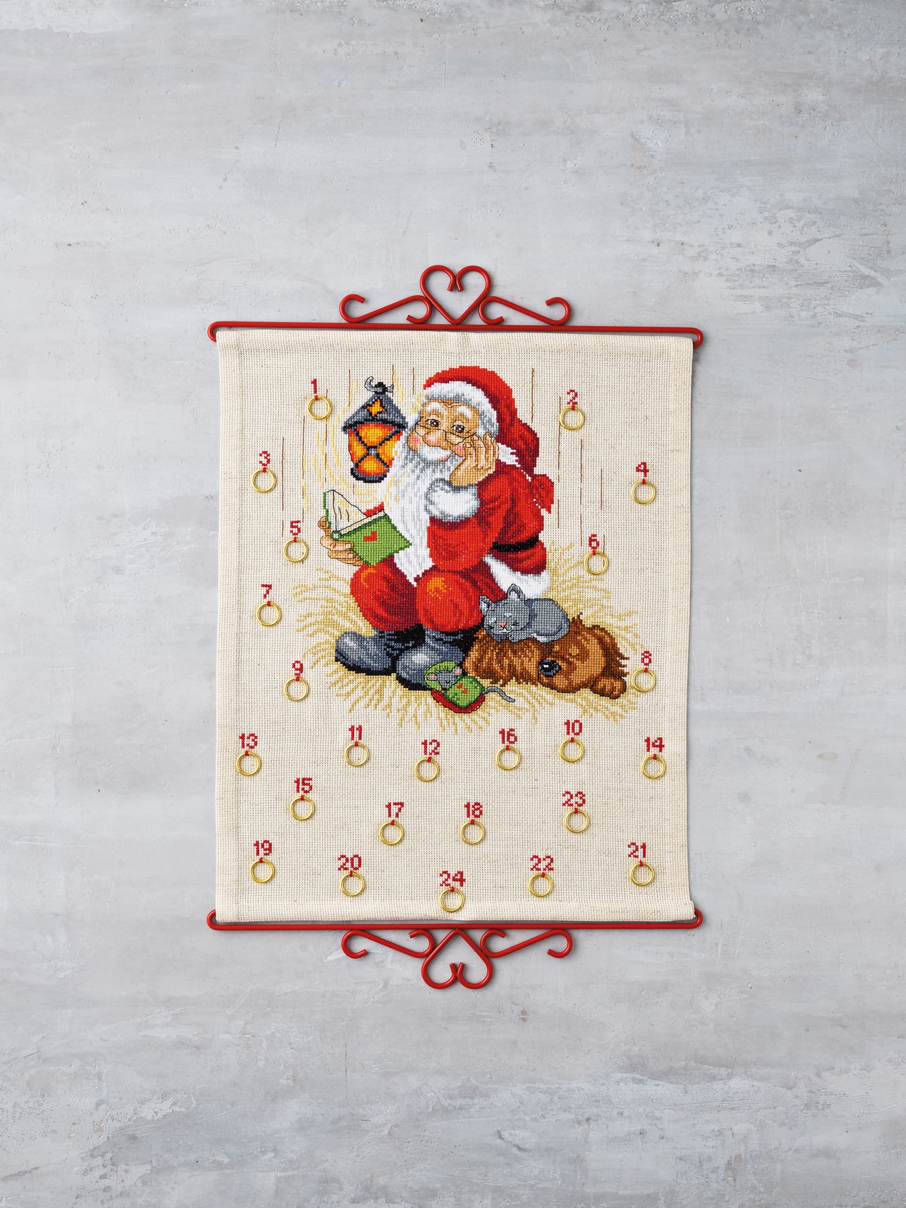 Paketkalender broderisats - 34-2229 Jultomten med hund