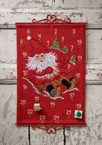 Paketkalender broderi kit Santa Claus med kälke - 34-1220