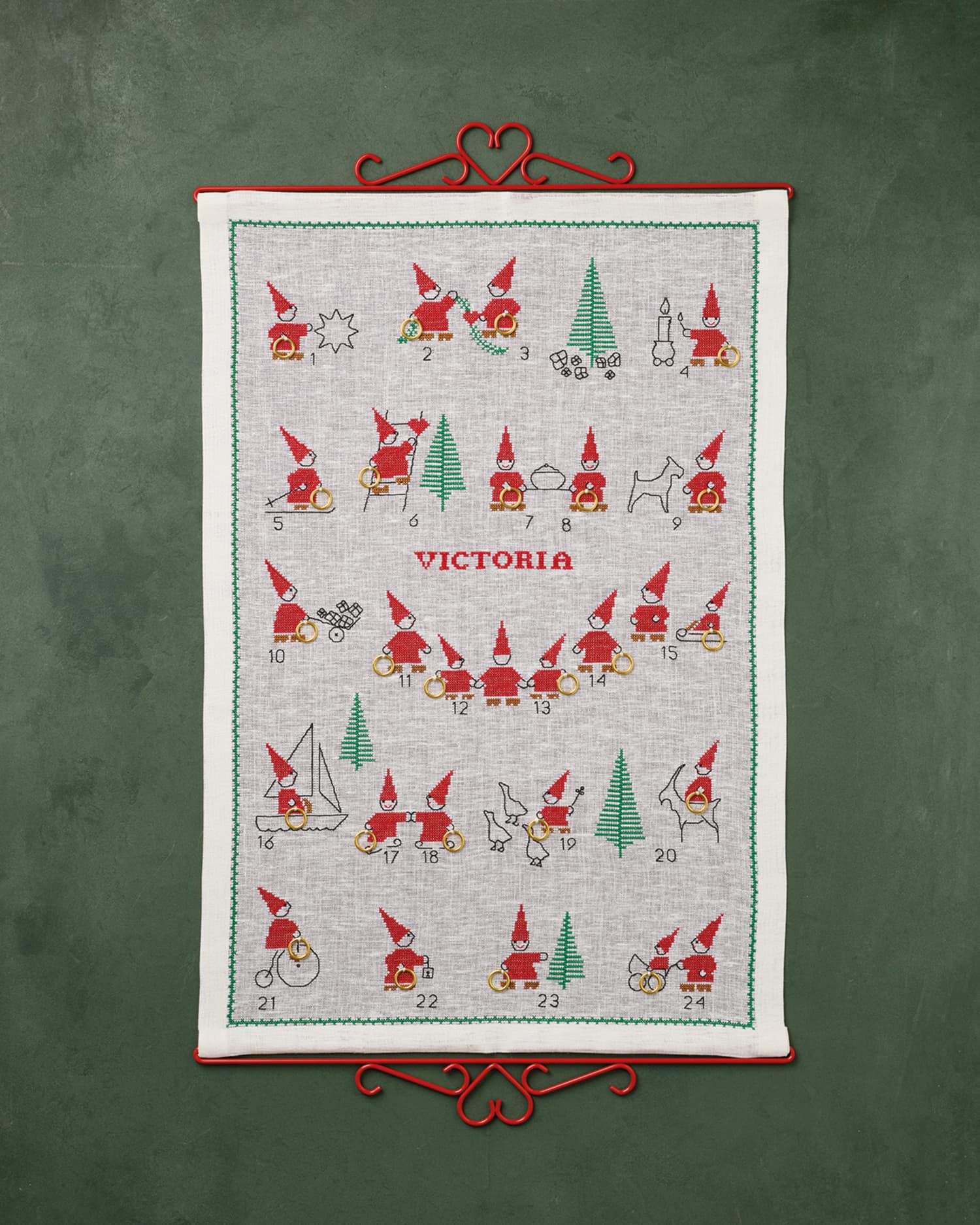 Paketkalender broderikit med Tomtar Julekalender Permin - 34-4518